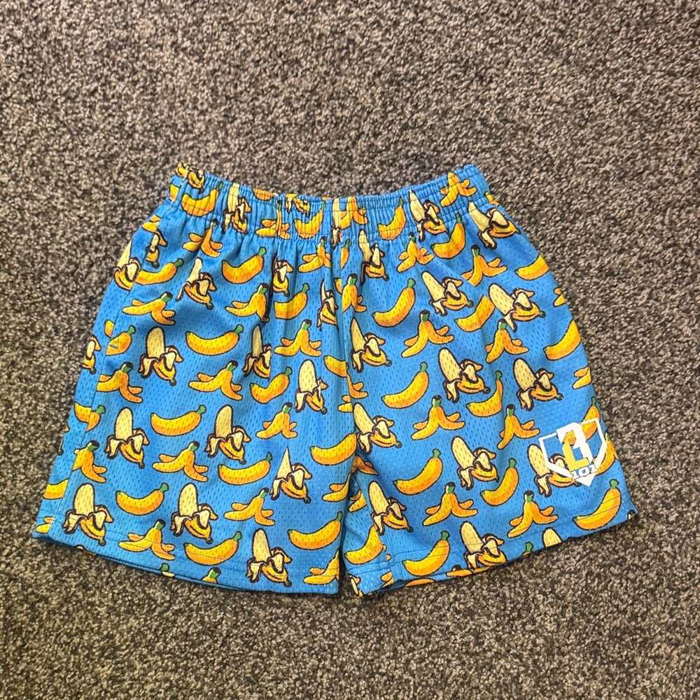 Blue Banana Print Kids Shorts